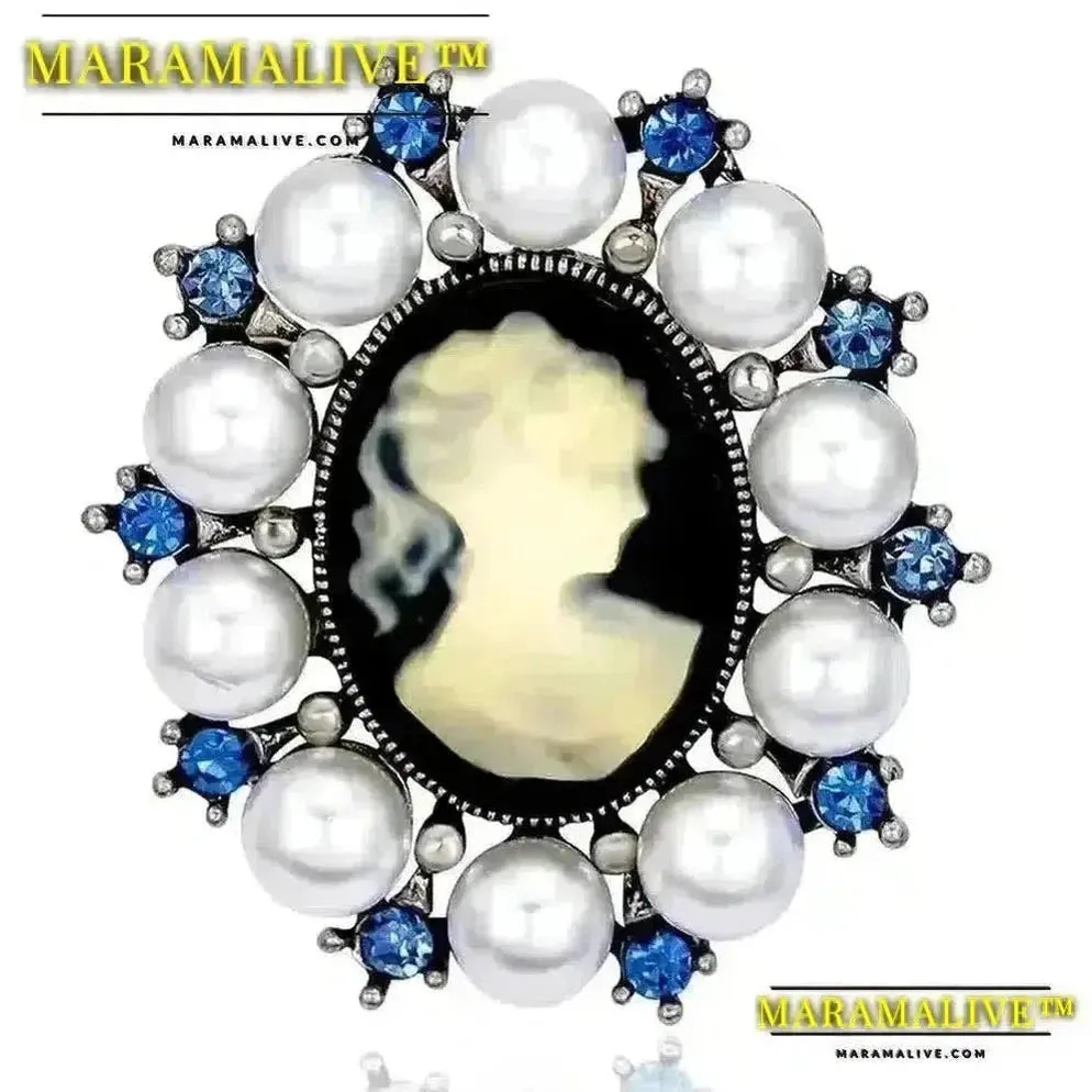 Vintage Victorian Design Queen's Cameo Brooch Pin, Antique Wedding Beauty Jewelry Gift, Elegant Style