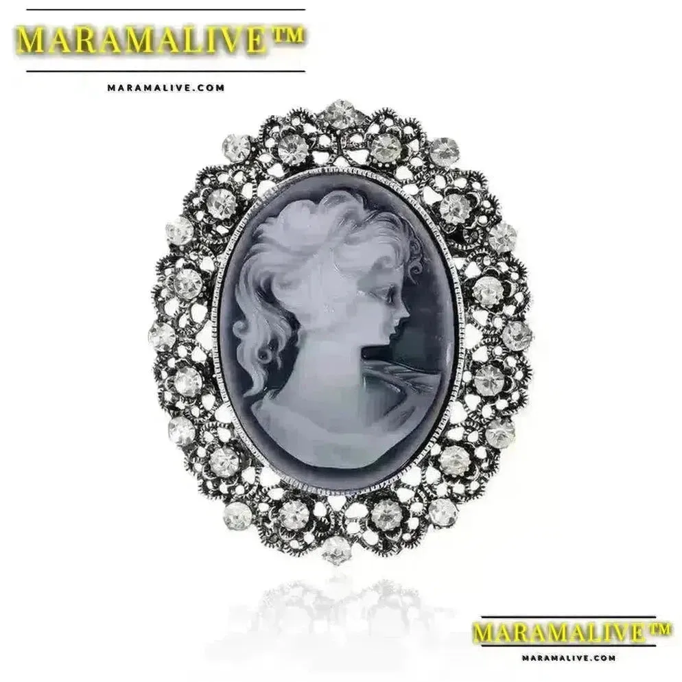 Vintage Victorian Design Queen's Cameo Brooch Pin, Antique Wedding Beauty Jewelry Gift, Elegant Style