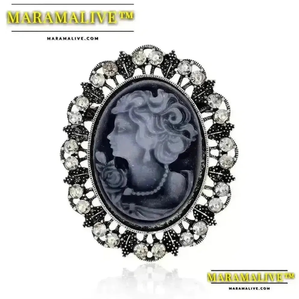 Vintage Victorian Design Queen's Cameo Brooch Pin, Antique Wedding Beauty Jewelry Gift, Elegant Style