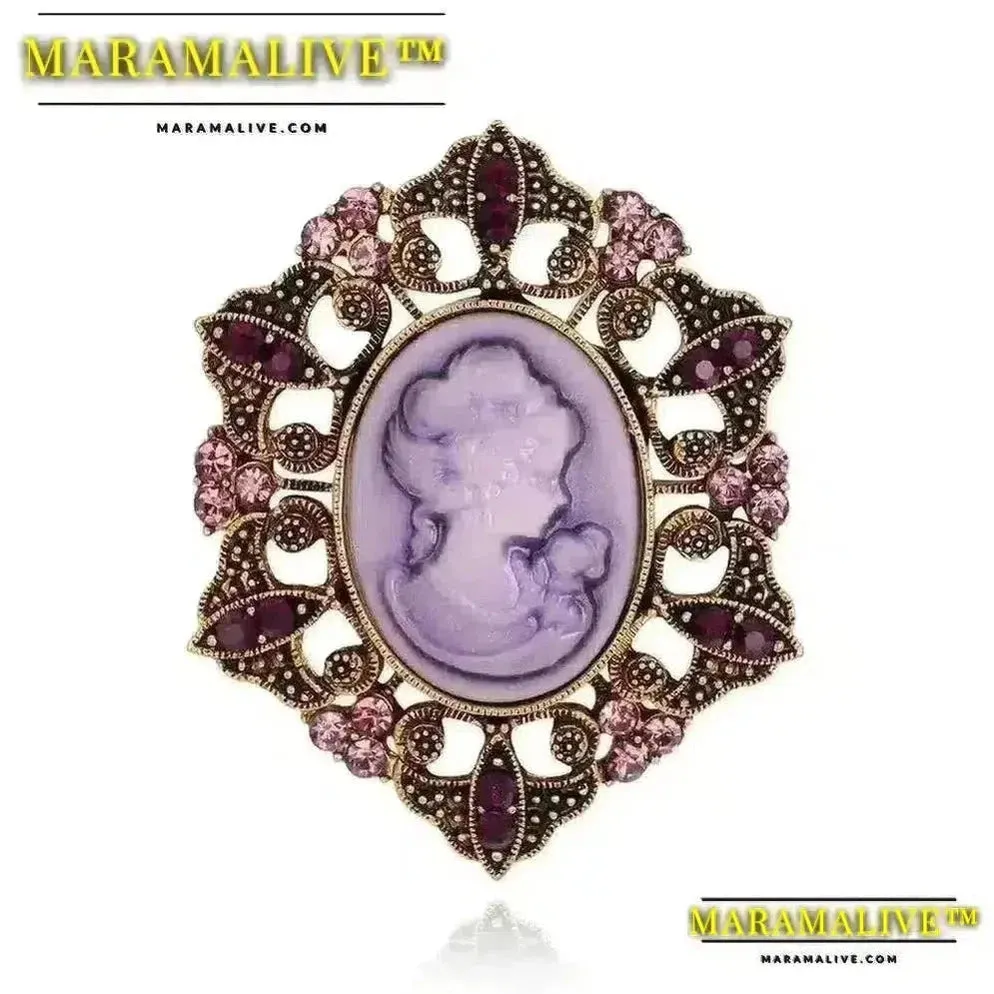 Vintage Victorian Design Queen's Cameo Brooch Pin, Antique Wedding Beauty Jewelry Gift, Elegant Style