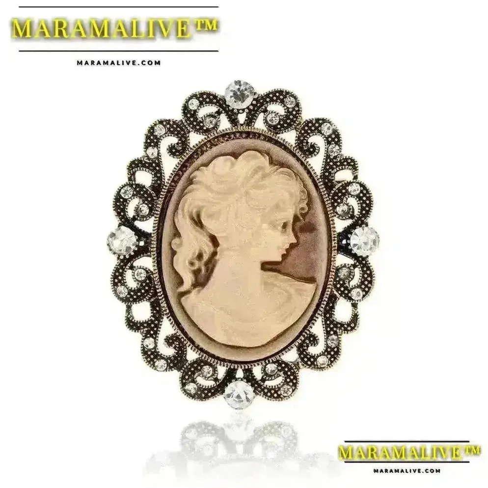 Vintage Victorian Design Queen's Cameo Brooch Pin, Antique Wedding Beauty Jewelry Gift, Elegant Style