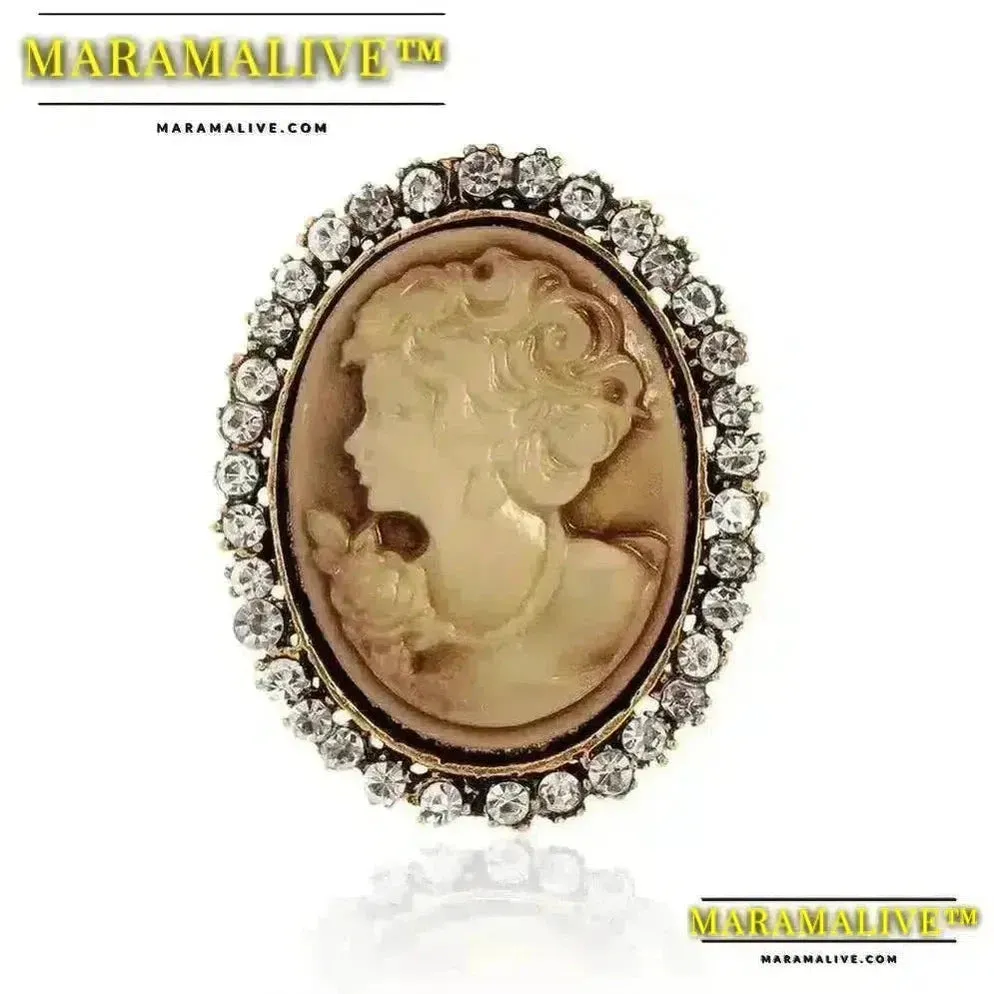 Vintage Victorian Design Queen's Cameo Brooch Pin, Antique Wedding Beauty Jewelry Gift, Elegant Style