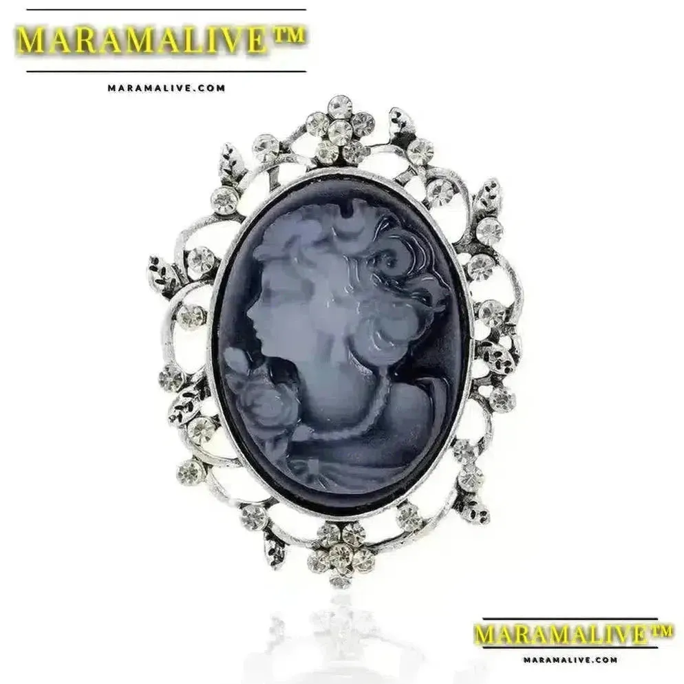 Vintage Victorian Design Queen's Cameo Brooch Pin, Antique Wedding Beauty Jewelry Gift, Elegant Style
