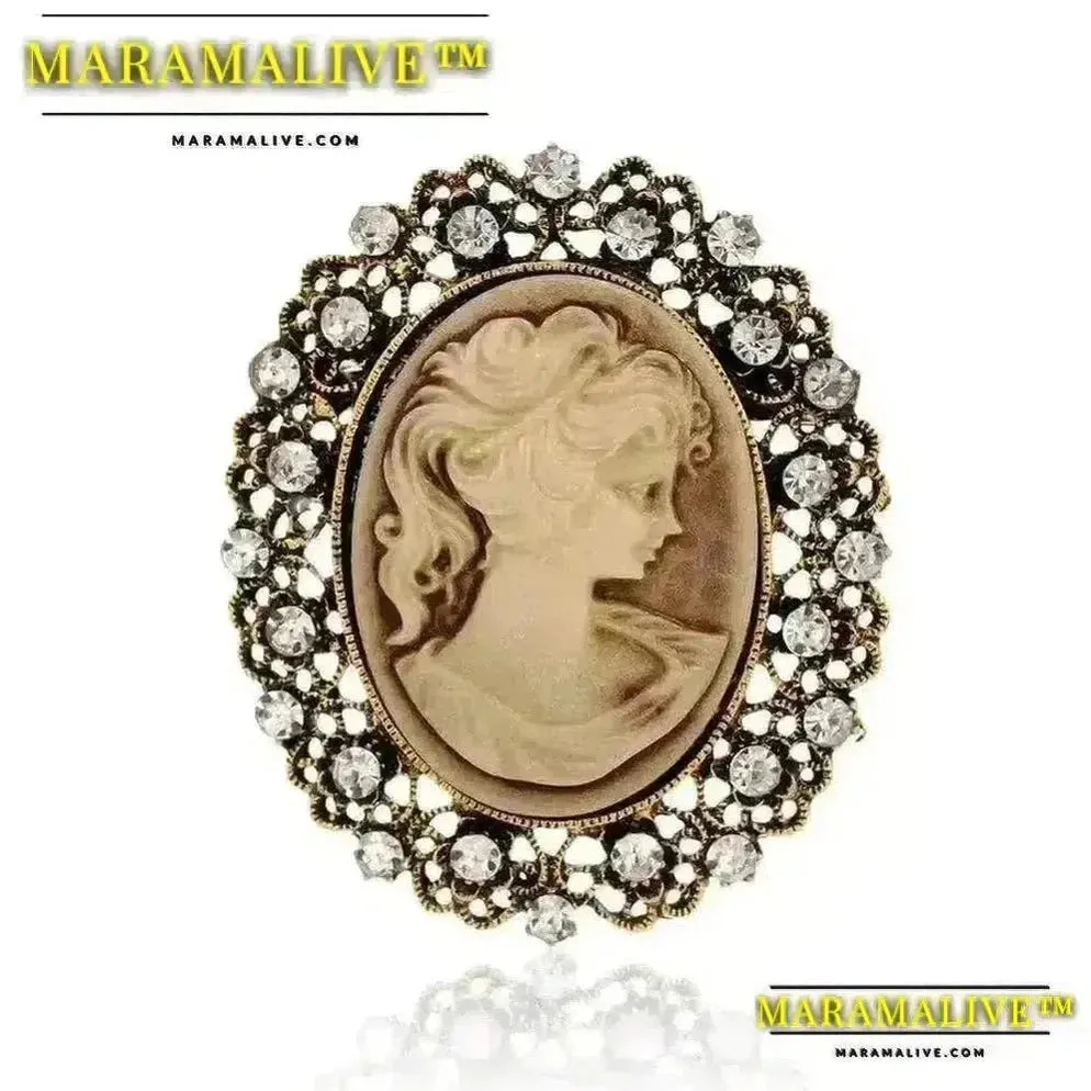 Vintage Victorian Design Queen's Cameo Brooch Pin, Antique Wedding Beauty Jewelry Gift, Elegant Style