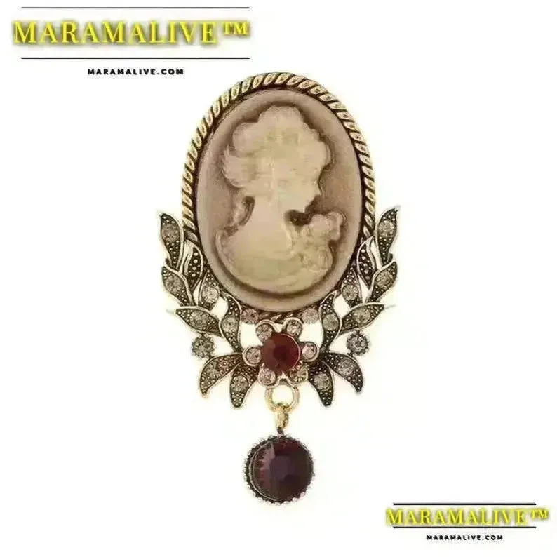 Vintage Victorian Design Queen's Cameo Brooch Pin, Antique Wedding Beauty Jewelry Gift, Elegant Style