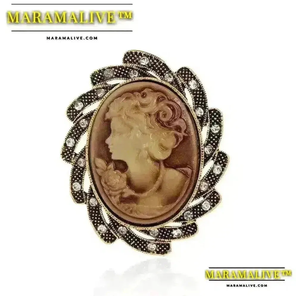 Vintage Victorian Design Queen's Cameo Brooch Pin, Antique Wedding Beauty Jewelry Gift, Elegant Style