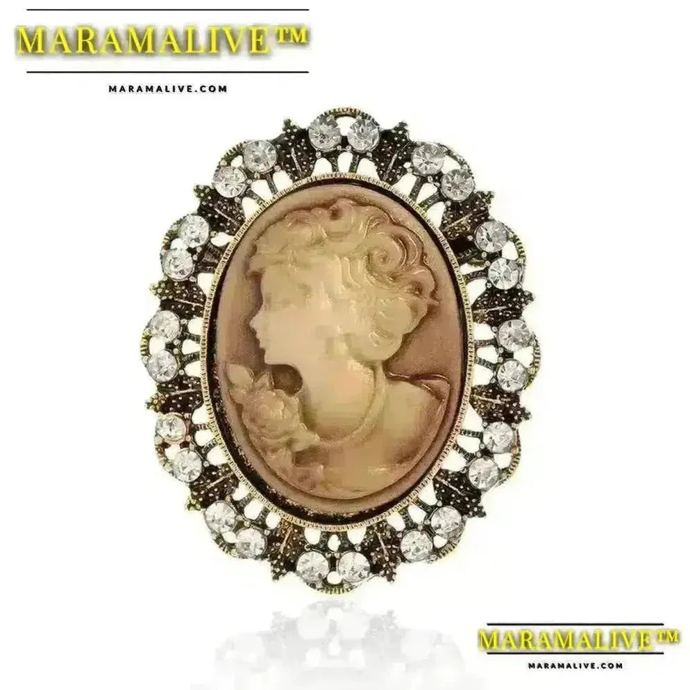 Vintage Victorian Design Queen's Cameo Brooch Pin, Antique Wedding Beauty Jewelry Gift, Elegant Style