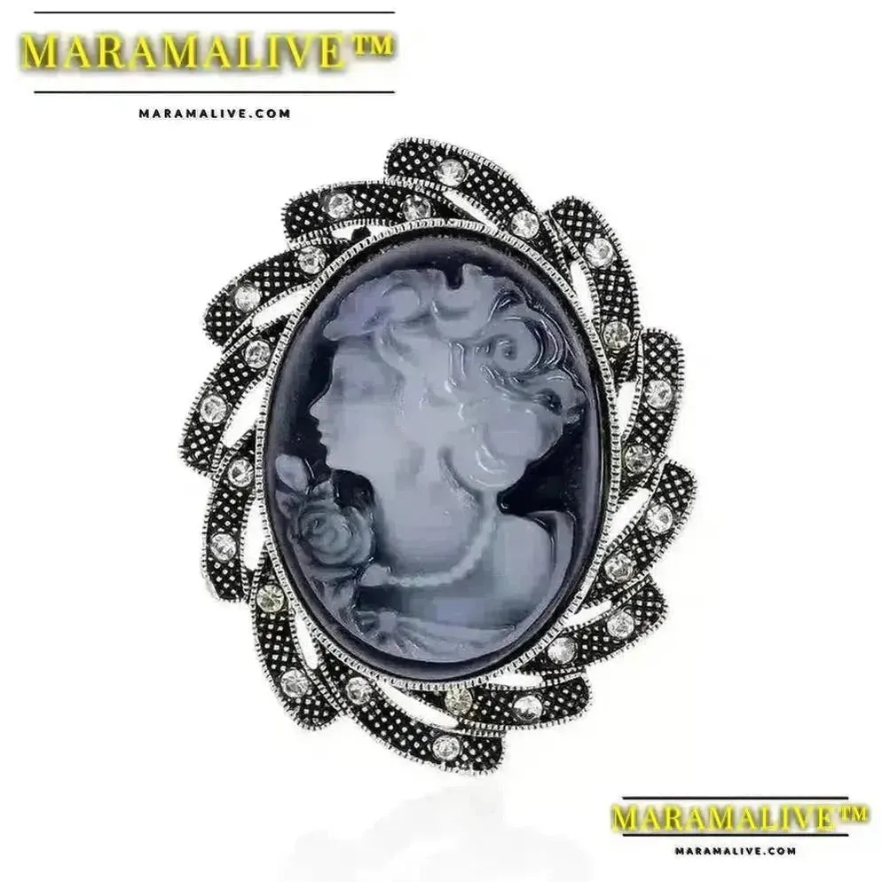 Vintage Victorian Design Queen's Cameo Brooch Pin, Antique Wedding Beauty Jewelry Gift, Elegant Style