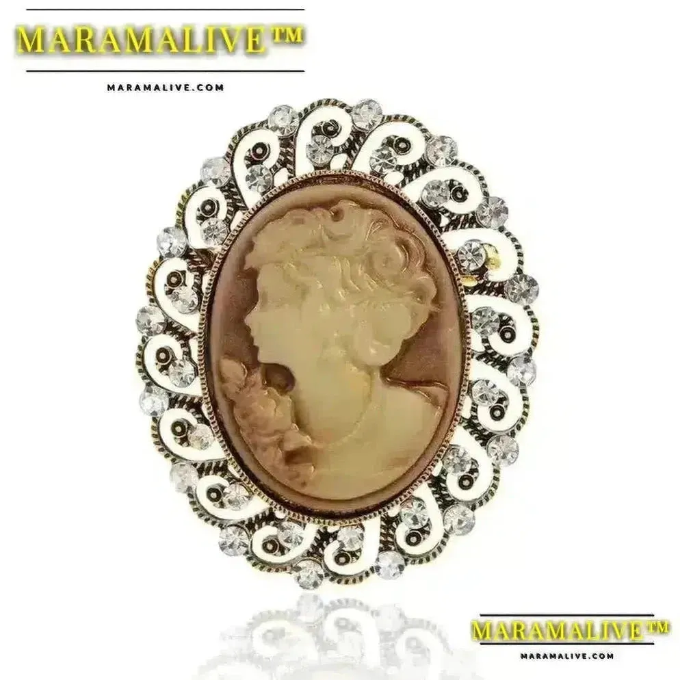 Vintage Victorian Design Queen's Cameo Brooch Pin, Antique Wedding Beauty Jewelry Gift, Elegant Style