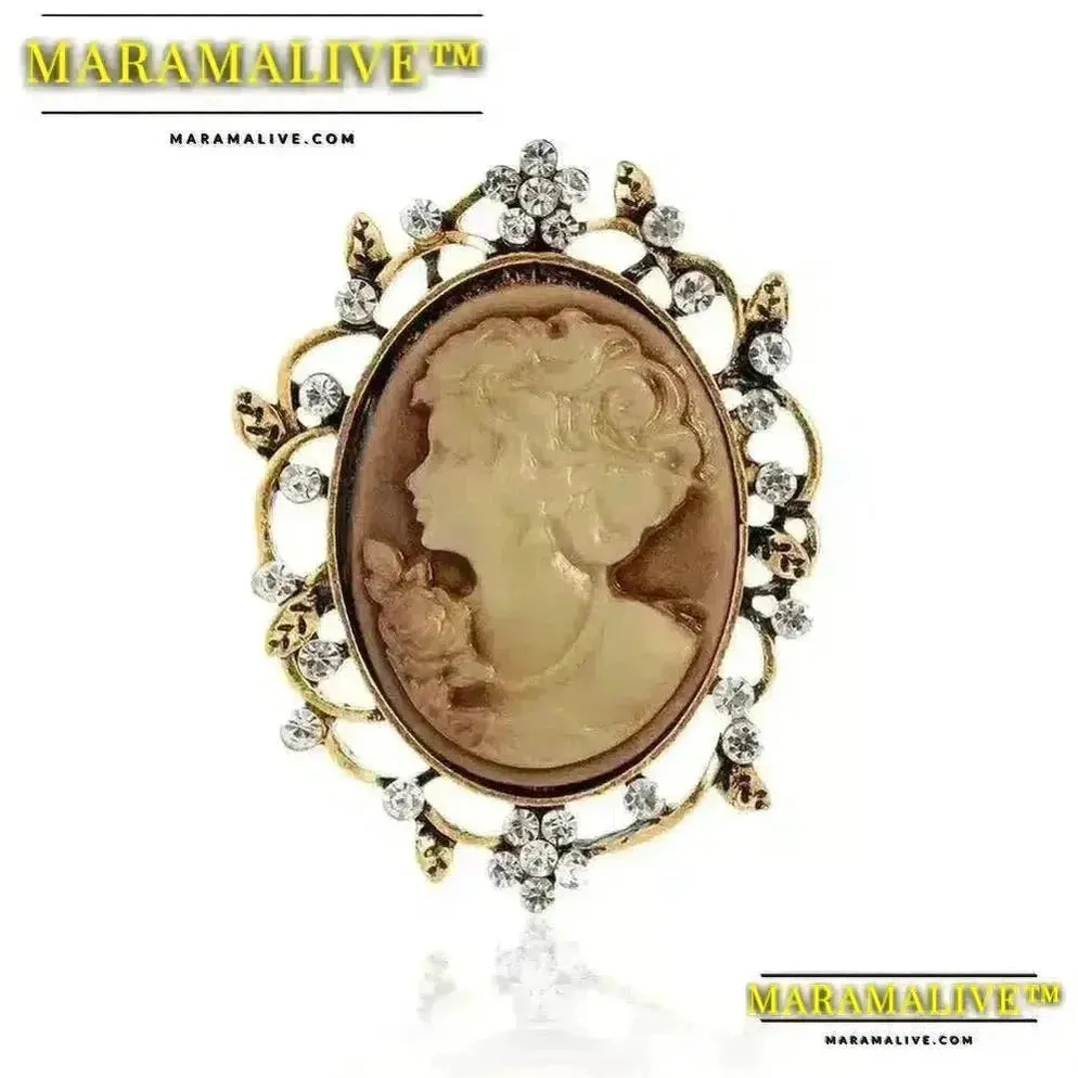 Vintage Victorian Design Queen's Cameo Brooch Pin, Antique Wedding Beauty Jewelry Gift, Elegant Style