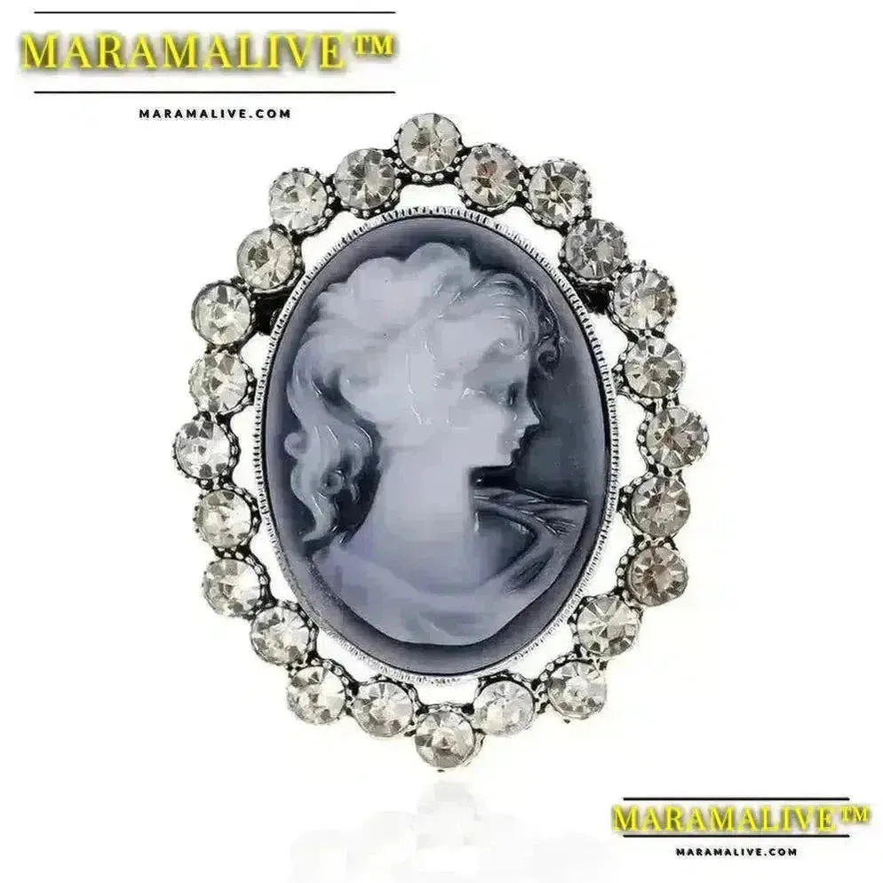 Vintage Victorian Design Queen's Cameo Brooch Pin, Antique Wedding Beauty Jewelry Gift, Elegant Style