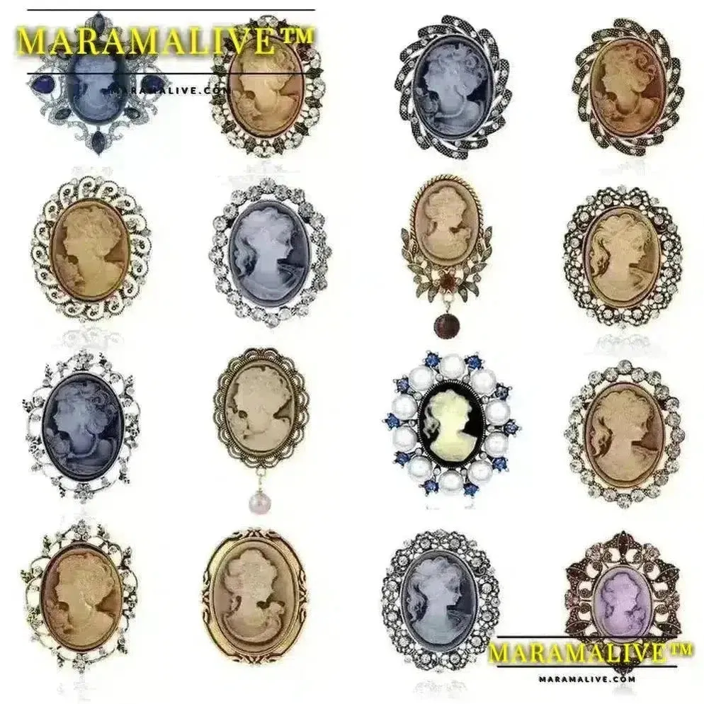 Vintage Victorian Design Queen's Cameo Brooch Pin, Antique Wedding Beauty Jewelry Gift, Elegant Style
