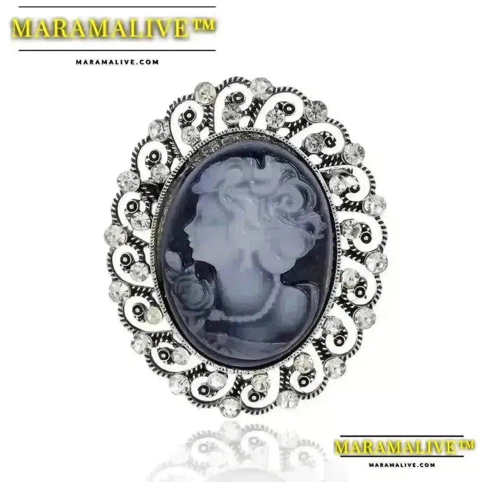Vintage Victorian Design Queen's Cameo Brooch Pin, Antique Wedding Beauty Jewelry Gift, Elegant Style