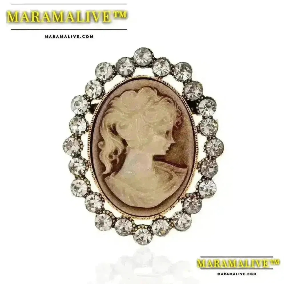 Vintage Victorian Design Queen's Cameo Brooch Pin, Antique Wedding Beauty Jewelry Gift, Elegant Style