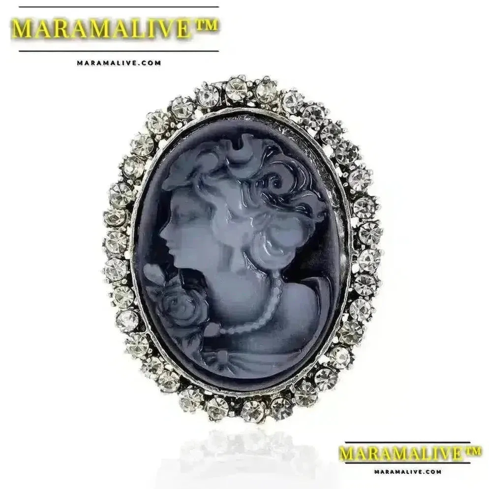 Vintage Victorian Design Queen's Cameo Brooch Pin, Antique Wedding Beauty Jewelry Gift, Elegant Style