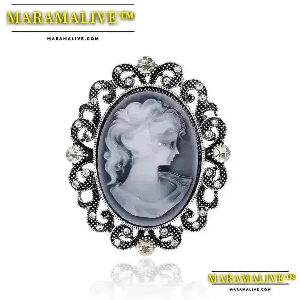 Vintage Victorian Design Queen's Cameo Brooch Pin, Antique Wedding Beauty Jewelry Gift, Elegant Style