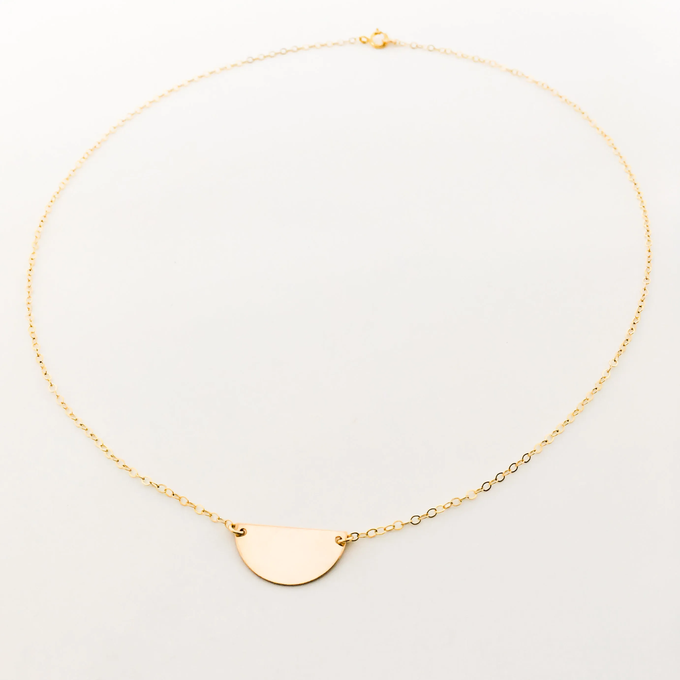 Vivian Dainty Semicircle Disc Necklace | Gold