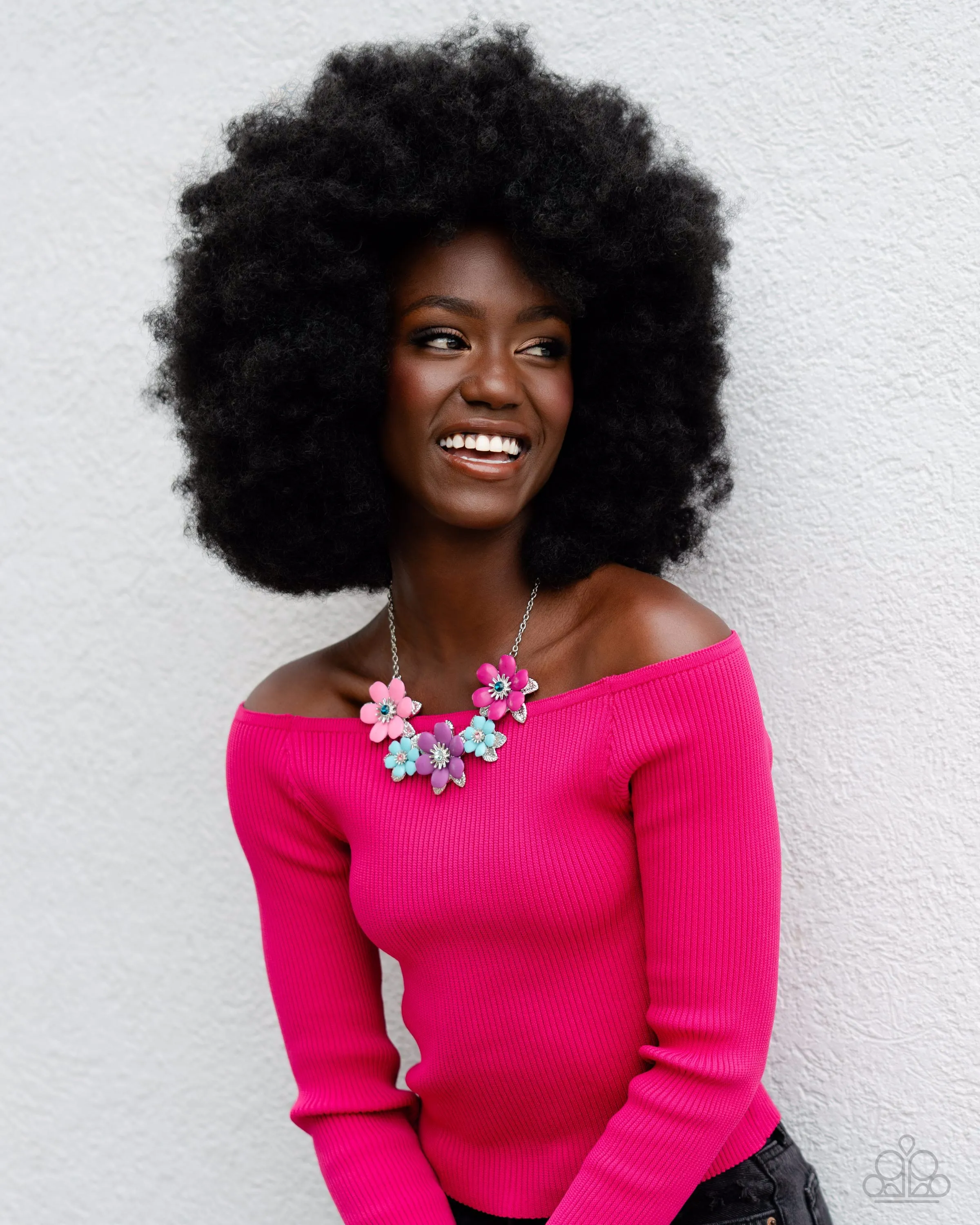 Well-Mannered Whimsy - Pink (Multi Flower) Necklace