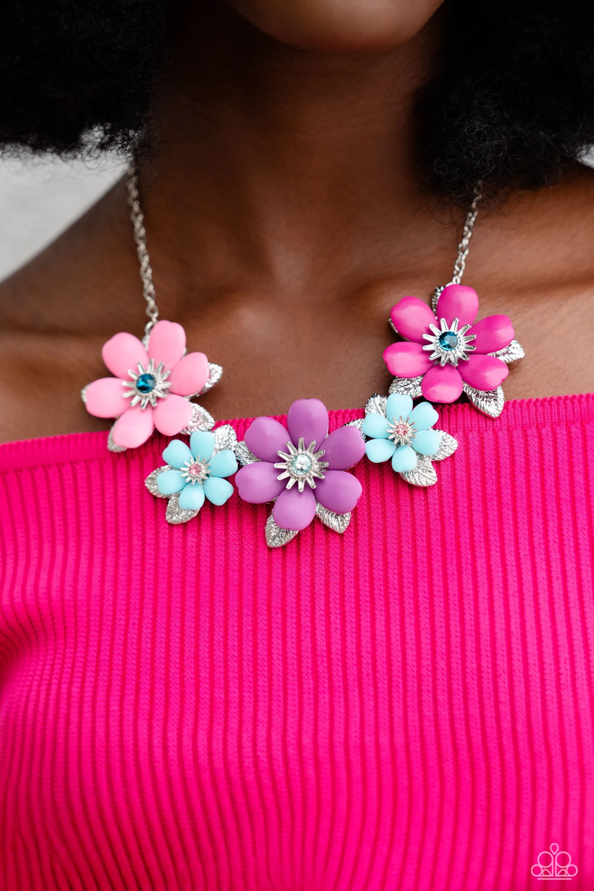 Well-Mannered Whimsy - Pink (Multi Flower) Necklace
