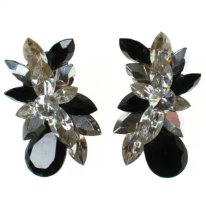 Wendy Gell Black and Diamante Rhinestone Statement Earrings