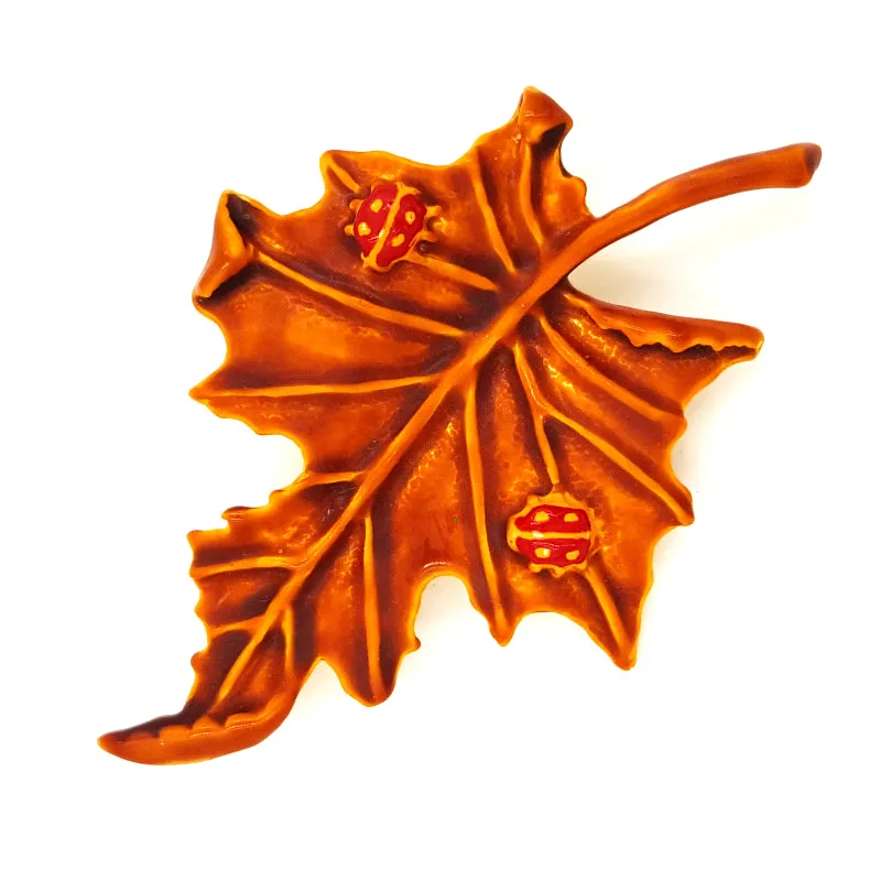 West Germany Vintage Necklace and Earring Set with Autumn Leaf Brooch