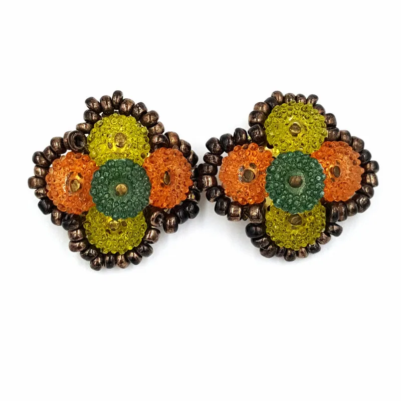 West Germany Vintage Necklace and Earring Set with Autumn Leaf Brooch