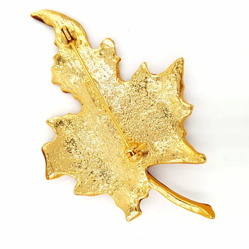 West Germany Vintage Necklace and Earring Set with Autumn Leaf Brooch
