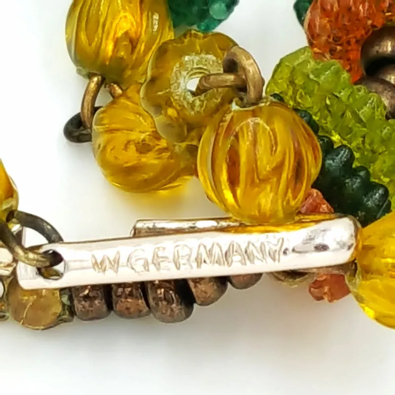 West Germany Vintage Necklace and Earring Set with Autumn Leaf Brooch