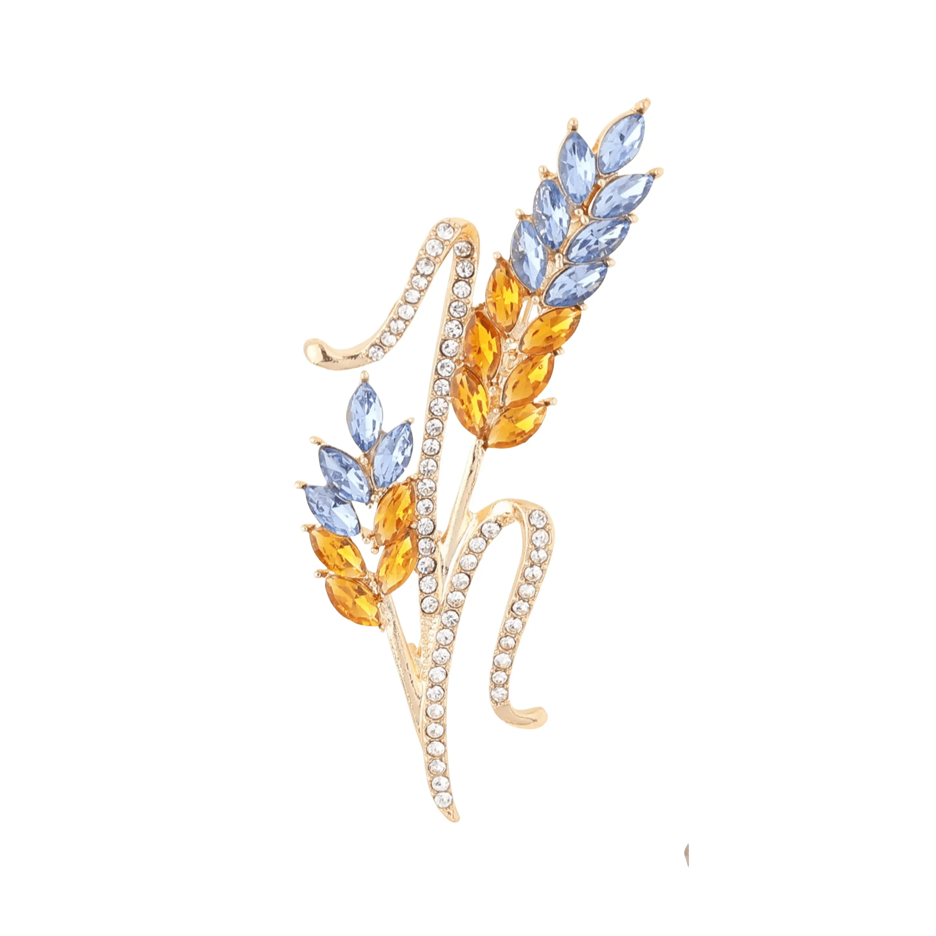 Wheat Sparkling Rhinestone Lapel Pin