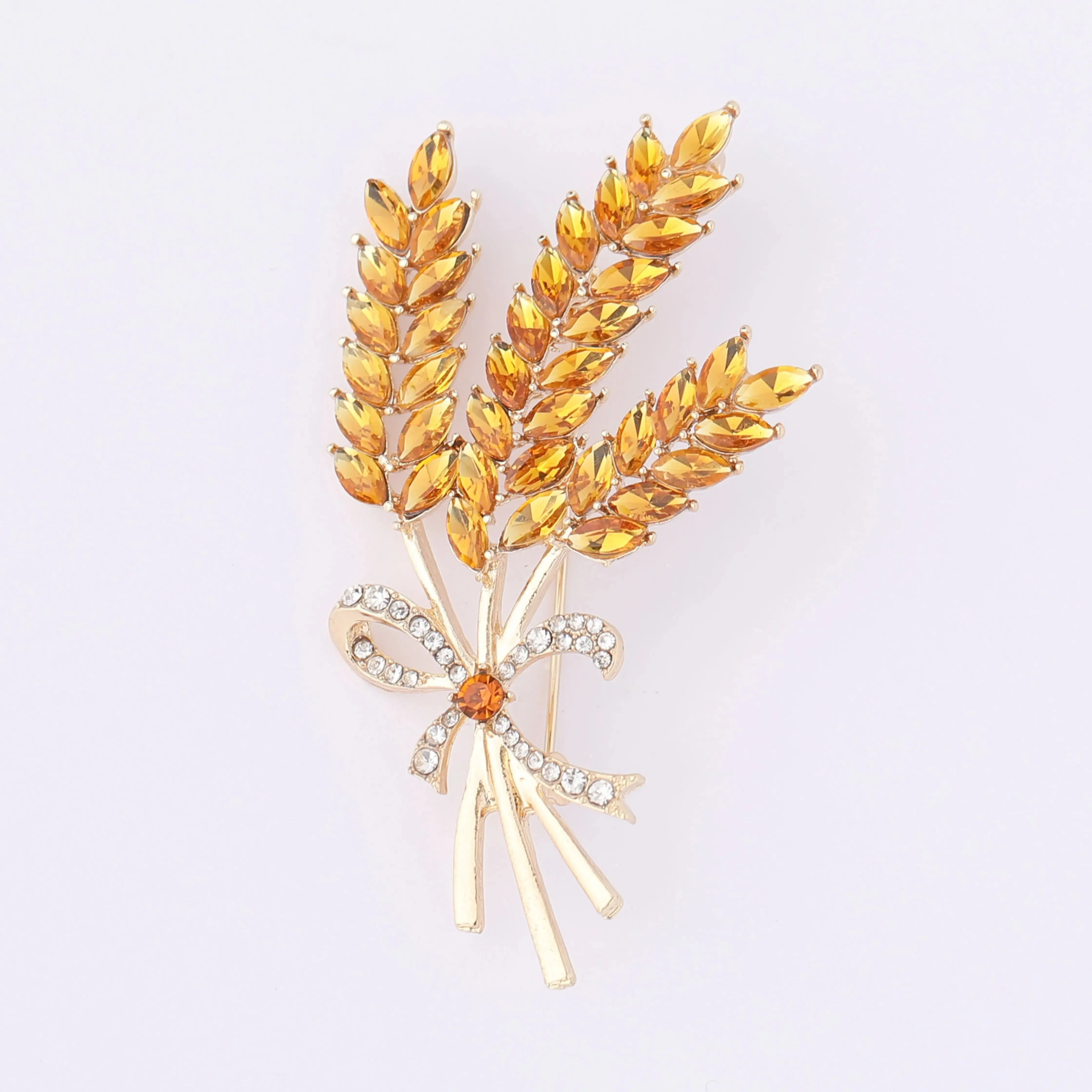 Wheat Sparkling Rhinestone Lapel Pin