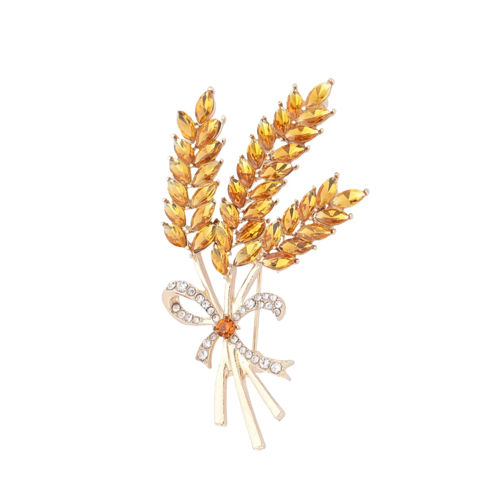 Wheat Sparkling Rhinestone Lapel Pin