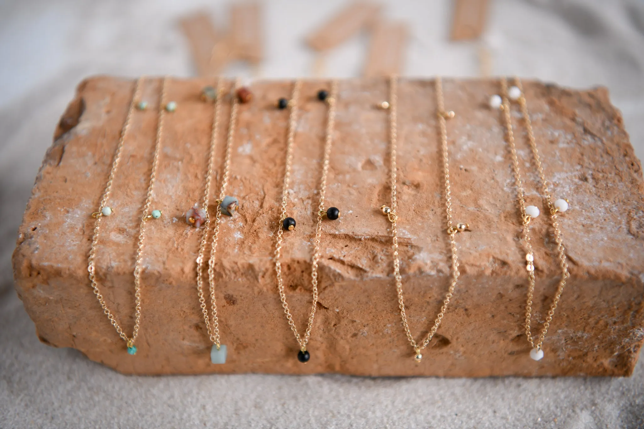 Whimsical Boho Gold Necklaces with Natural Stone Accents