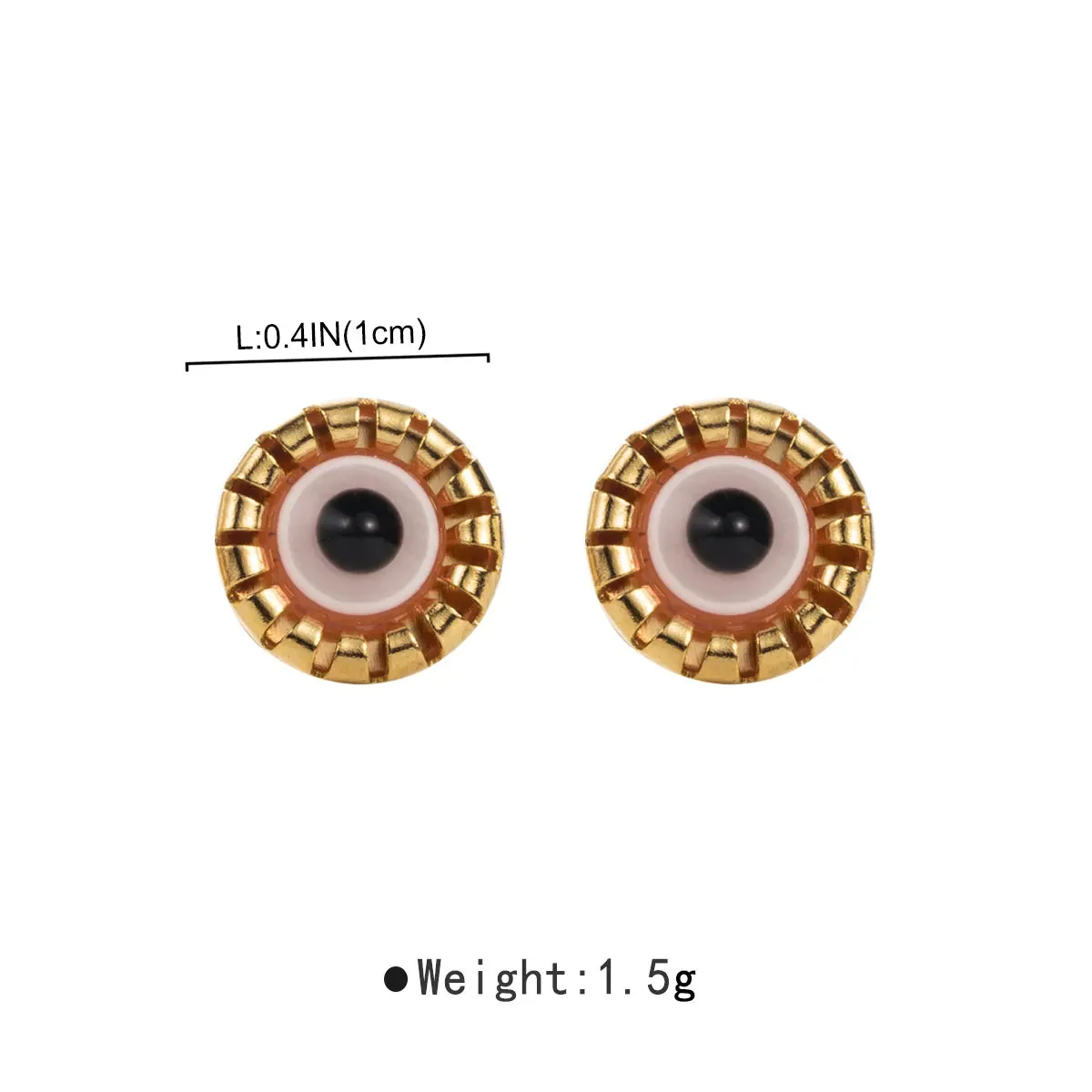 White Evil Eye Stainless Steel Ear Studs