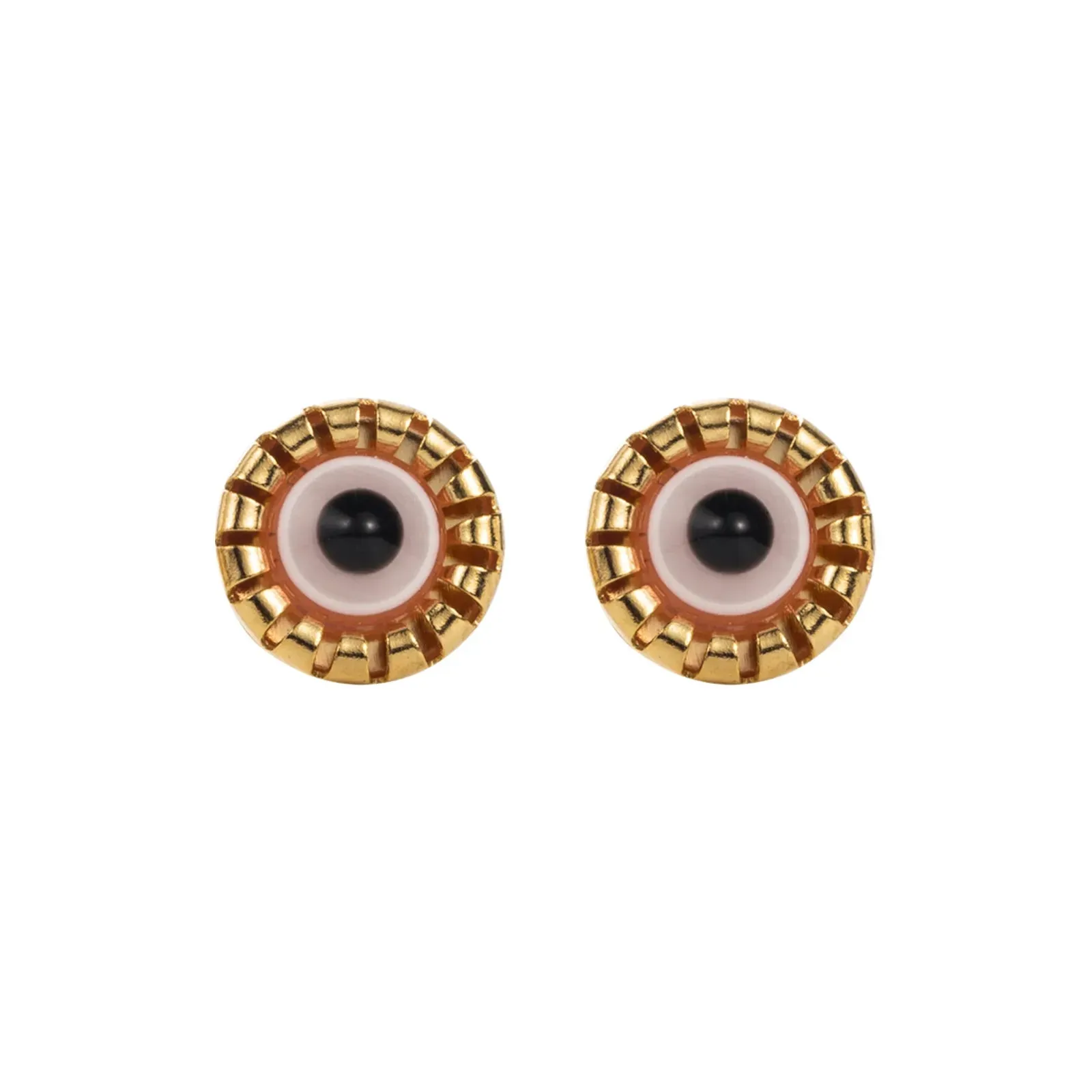 White Evil Eye Stainless Steel Ear Studs