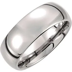 White Tungsten 8 mm Domed Band Size 6.5