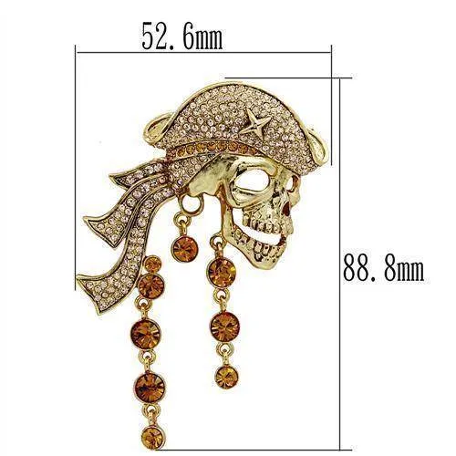 Women's Brooches - Pirate Skeleton Gold White Metal Brooch
