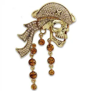 Women's Brooches - Pirate Skeleton Gold White Metal Brooch