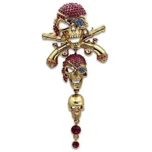 Women's Brooches - Pirate Skull Jeweled Eye Patch Brooch