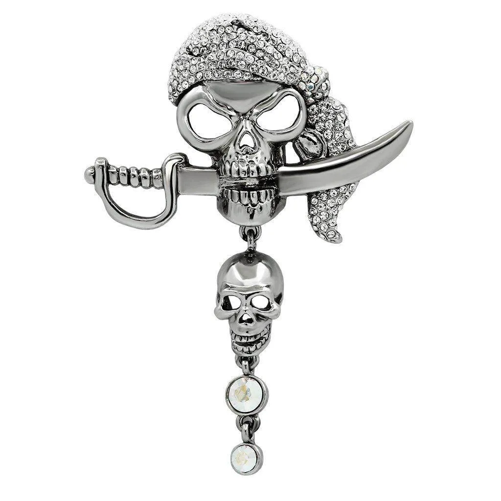 Women's Brooches - Pirate Skull White Metal Brooch