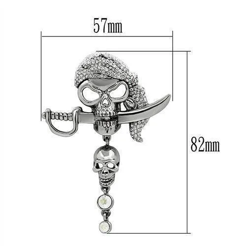 Women's Brooches - Pirate Skull White Metal Brooch