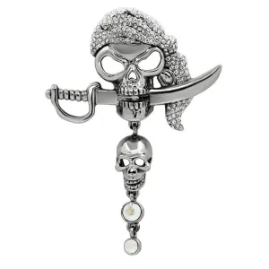 Women's Brooches - Pirate Skull White Metal Brooch