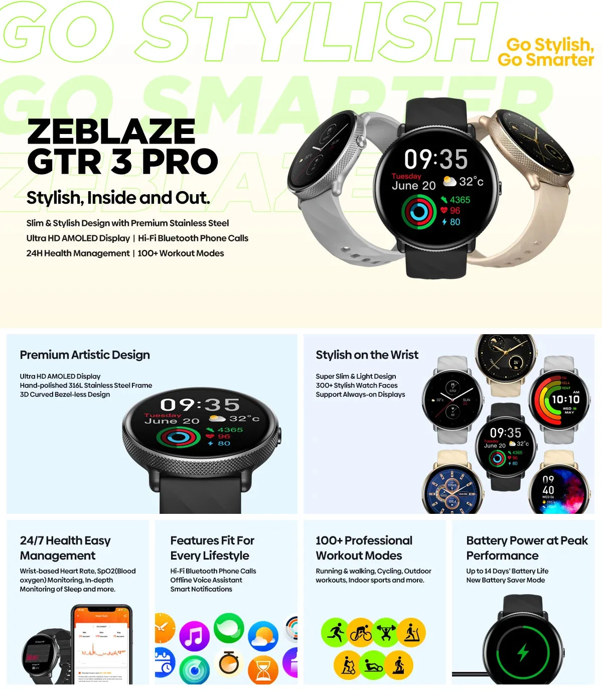 ZEBLAZE GTR 3 Pro 1.43" Ultra HD AMOLED Smart Watch