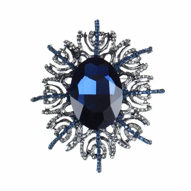 ZOSHI Fashion Colorful Crystal Brooch Pin Luxury Rhinestone Hijab Pin Scarf Clip Expoyed Large Flower Brooch Pin Wedding Gifts