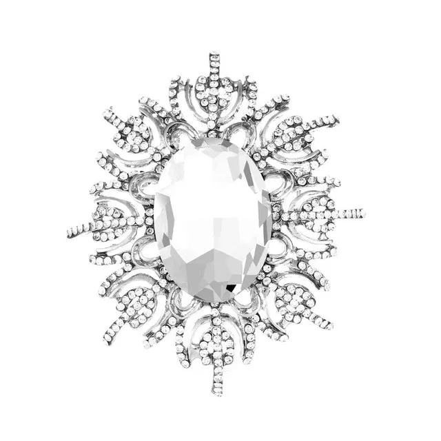 ZOSHI Fashion Colorful Crystal Brooch Pin Luxury Rhinestone Hijab Pin Scarf Clip Expoyed Large Flower Brooch Pin Wedding Gifts